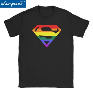 เสื้อยืดแขนสั้น คอกลม พิมพ์ลาย Super Queer s Rainbow Gay Lesbian Pride LGBTQ LGBT สไตล์วินเทจ สําหรับผู้ชาย 338580