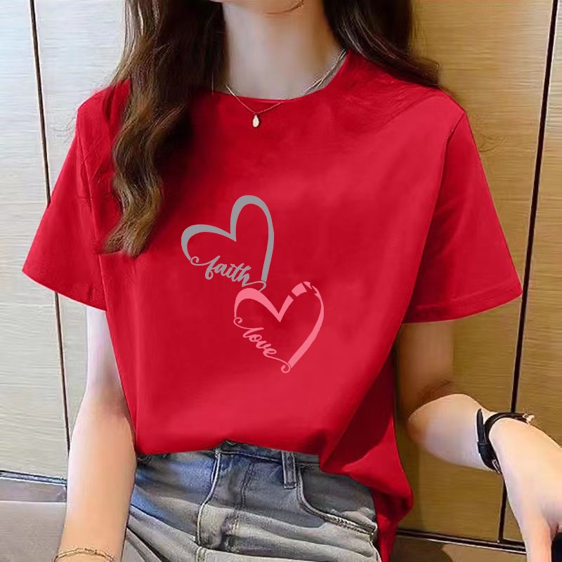 เสื้อยืดคอกลม แขนสั้น พิมพ์ลายการ์ตูน ทรงหลวม สไตล์เกาหลี แฟชั่นสําหรับผู้หญิง