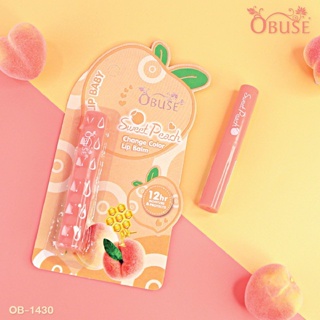 ❤️❤️ โอบิวซ์ ลิปมันเปลี่ยนสี เรียวปากสุขภาพดี กลิ่นพีช  Obuse Sweet Peach Lip Balm 1.7g