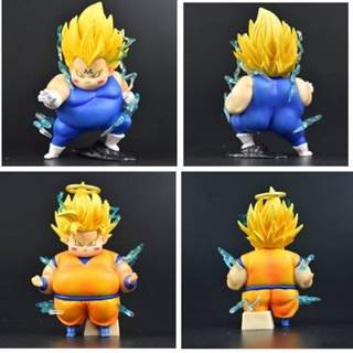 โมเดลตุ๊กตาฟิกเกอร์ Dragon Ball Fat Vegeta Son Goku Super Saiyan น่ารัก ของขวัญ สําหรับตกแต่งบ้าน เก็บสะสม