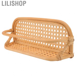 Lilishop Rattan Wall Shelf  Space Saving Rattan Hanging Rack  for Bathroom