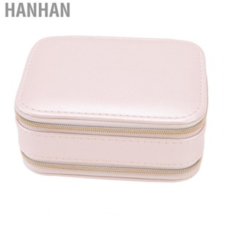 Hanhan Jewelry Case Double Layer Portable Pink Necklace Hook Design Convenient Handle