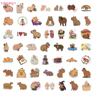 Inspg&gt; สติกเกอร์ ลายการ์ตูน Capybara กันน้ํา สําหรับติดตกแต่งกระเป๋าเดินทาง จักรยาน แล็ปท็อป 50 ชิ้น