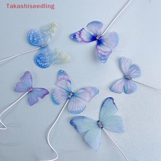 (Takashiseedling) ป้ายท็อปเปอร์ รูปผีเสื้อ แฮนด์เมด สําหรับตกแต่งเค้กวันเกิด งานแต่งงาน 6 ชิ้น