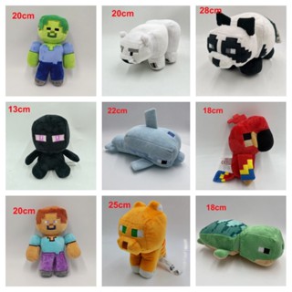 ของเล่นตุ๊กตา รูปการ์ตูน Minecrafte Enderman Wolf Zombie Spider Sketelon Steve Rabbit แบบนิ่ม สําหรับเด็ก