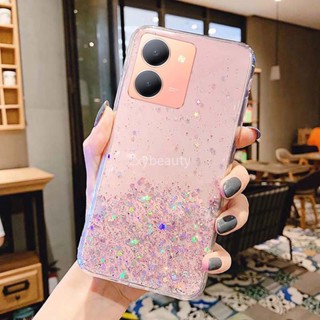 เคสโทรศัพท์มือถือ ซิลิโคนนิ่ม TPU ใส กันกระแทก แต่งกลิตเตอร์ฟอยล์ ระยิบระยับ สําหรับ Vivo Y36 4G 5G VIVOY36