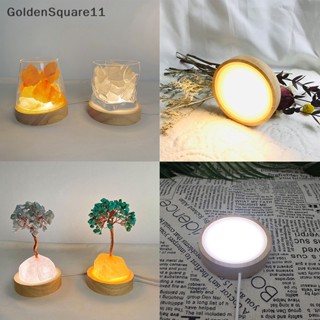 Goldensquare ฐานไฟกลางคืน LED ฐานโคมไฟตกแต่ง แท่นวางไฟ LED แท่นวางแบบหมุน USB