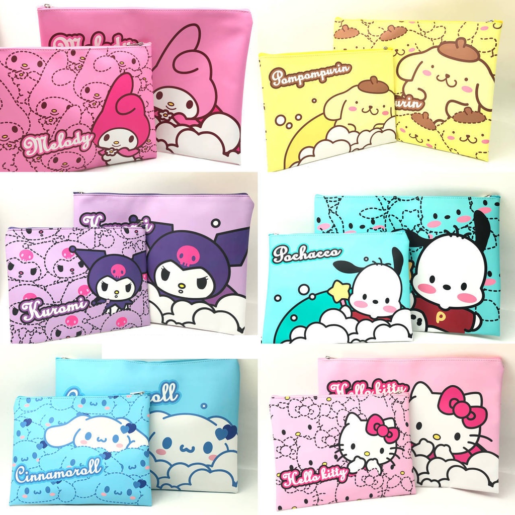 SANRIO ก4 ก5 ซานริโอ แฟ้มกระเป๋าซิปการ์ตูนน่ารักกันน้ําความจุขนาดใหญ่ทดสอบกระดาษตําราการจําแนกถุงเก็บกระเป๋าเอกสารเครื่องเขียนนัก