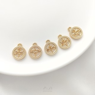 จี้สร้อยคอ สร้อยข้อมือ ชุบทอง 14K ทรงกลม แฮนด์เมด diy 5 ชิ้น 1 ชุด