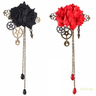 Treeling Steampunk เข็มกลัด Pin Steampunk กิ๊บติดผม Goth Flower กิ๊บติดผมผู้หญิง เข็มกลัด Goth