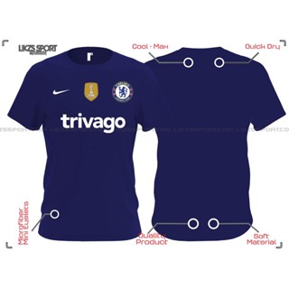 เสื้อกีฬาแขนสั้น ผ้าไมโครไฟเบอร์ ลายทีมฟุตบอล The Blues CFC FC Pre Match Jersey DX3+WC21 UCL Champ Football Futsal