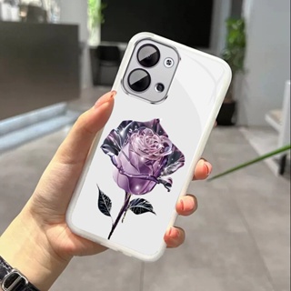 เคส OPPO Reno 8T 5G 8Z 7Z Reno5 โทรศัพท์มือถือแบบนิ่ม ลายดอกไม้ พร้อมฟิล์มเลนส์กล้อง สําหรับ A98 A78 A77 5G