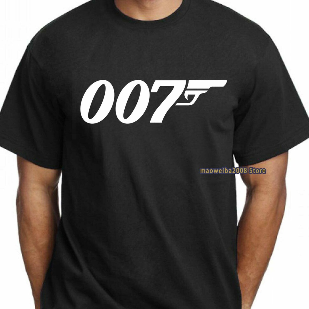 เสื้อยืดผู้ชายชนิด Hipster James Bond 007 Movie Gun เสื้อยืดสร้างสรรค์สําหรับผู้ชาย