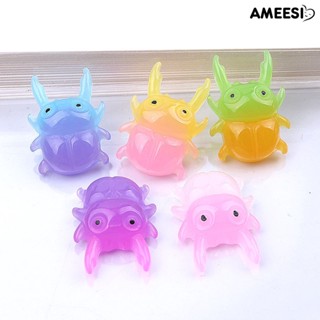 Ameesi กิ๊บติดผมเรซิ่น รูปด้วง แมลง น่ารัก ด้านหลังแบน หลากสี อุปกรณ์เสริม สําหรับตกแต่งสมุดภาพ เคสโทรศัพท์ DIY 10 ชิ้น