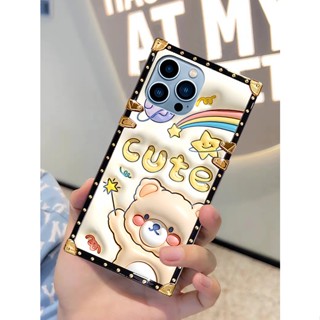 เคสโทรศัพท์มือถือ ทรงสี่เหลี่ยม กันกระแทก ลายการ์ตูนน่ารัก แฟชั่นหรูหรา สําหรับ OPPO Reno 8T 8Z 7Z 10 9 8 7 6 5 Pro 6Z 5Z 5F 4Z 4F 4 Pro 4G 5G Reno 3 2 Z 2F 2Z 2 Z