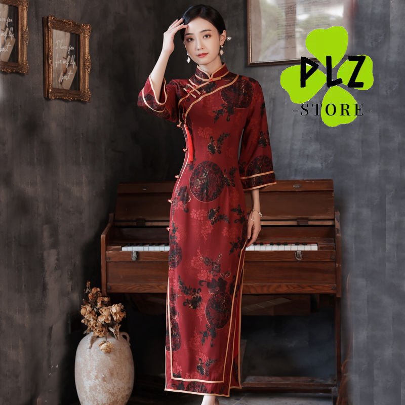 สไตล์วินเทจเก่าเซี่ยงไฮ้ Cheongsam อารมณ์ระดับไฮเอนด์ปรับปรุง Slimmer ดูชุด NVMI