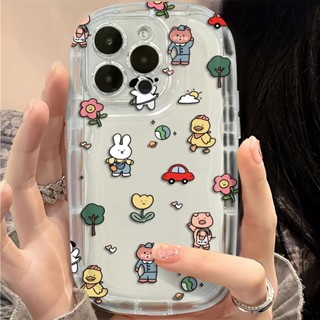 เคสโทรศัพท์มือถือ ซิลิโคนนิ่ม ใส กันกระแทก ลายสัตว์น่ารัก สําหรับ IPhone 14 13 12 11 Pro Max XS X XR 8 + 7 Plus