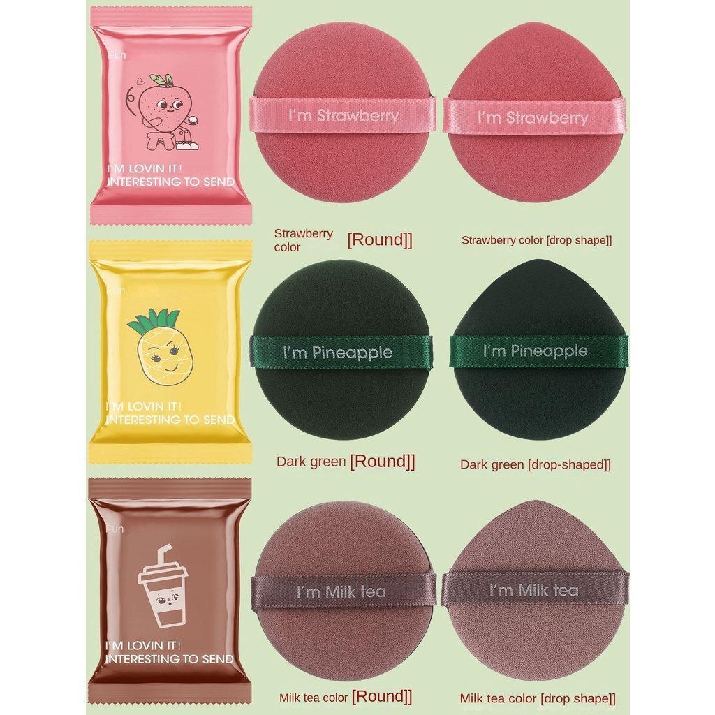 พัฟฟองน้ําแต่งหน้า ทรงกลม แห้ง และเปียก 6 สี