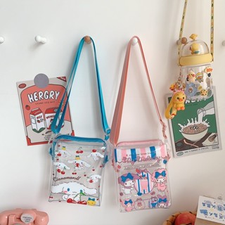 Melody jelly bag กระเป๋าใสใบเล็ก ใหม่ กระเป๋าใส่มือถือลายการ์ตูน lady Messenger bag