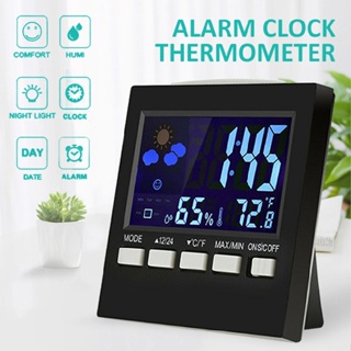 New Digital LCD Display Alarm Clock with Temperature Calendar Weather Station