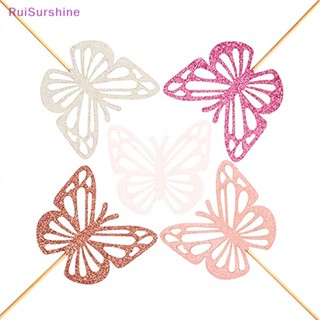Ruisurshine ท็อปเปอร์ รูปผีเสื้อ กลิตเตอร์ สําหรับตกแต่งหน้าเค้ก 12 ชิ้น