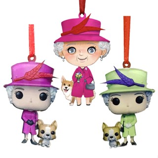 New Queen Elizabeth II and Corgi - Christmas decorations Acrylic Pendant