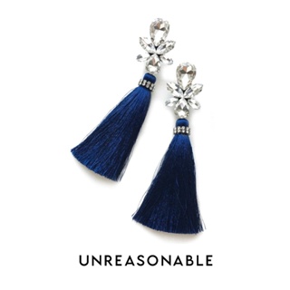 ต่างหูพู่ Tassel Earrings สีน้ำเงิน ต่างหูคลิป ต่างหูก้านเงินแท้ น้ำหนักเบา สวยใส่สบาย Unreasonable Accessories UA011...