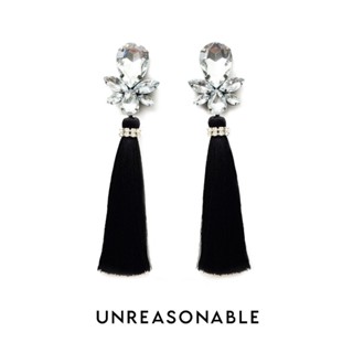 ต่างหูพู่ Tassel Earrings สีดำ ต่างหูคลิป ต่างหูก้านเงินแท้ น้ำหนักเบา สวยใส่สบาย Unreasonable Accessories UA0111-01