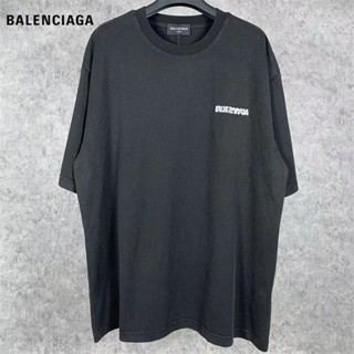 เสื้อยืดคอกลม แขนสั้น ผ้าฝ้าย 100% ปักลายโลโก้ BALENClAGA สําหรับผู้ชาย และผู้หญิง