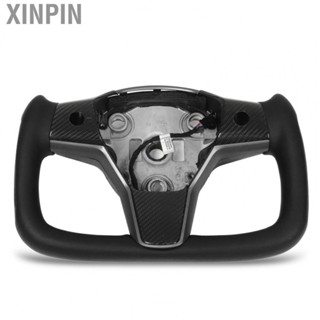 Xinpin for Yoke Steering Wheel  Delicate Hand Feeling Carbon Fiber Ergonomic Heating Steering Wheel Black Stitching  for Car