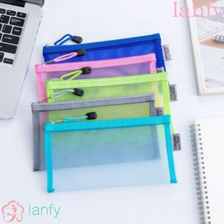 LANFY กระเป๋าดินสอ เครื่องเขียน ขนาด A6 จุของได้เยอะ สีโปร่งใส สําหรับเด็กนักเรียน