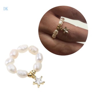 Dk แหวนมุก ดาว หัวใจ หลายลูกปัด ธรรมชาติ น้ําจืด แหวนเรขาคณิต สําหรับผู้หญิง มินิมอล ซ้อนกัน แหวนปาร์ตี้