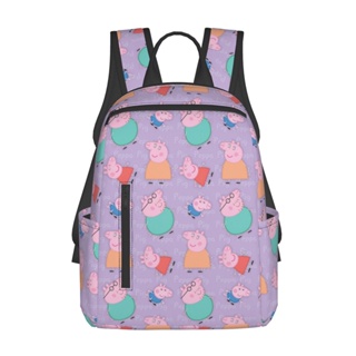 กระเป๋าเป้สะพายหลังลําลอง กระเป๋านักเรียน น้ําหนักเบา จุของได้เยอะ ลาย Peppa Pig เหมาะกับการเดินทางกลางแจ้ง สําหรับเด็กนักเรียน