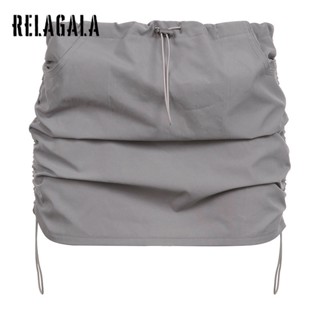Relagala ใหม่ กระโปรงจีบรอบ แต่งลูกไม้ เข้ารูป แฟชั่นสําหรับสตรี 2023