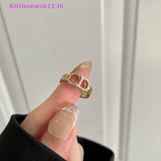 Alittlesearch11 แหวนนิ้วมือ ประดับมุก เพทาย สีทอง ปรับได้ คุณภาพสูง เครื่องประดับ สําหรับผู้หญิง งานแต่งงาน ปาร์ตี้ ของขวัญ