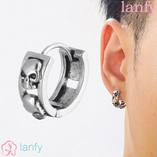 LANFY ต่างหูห่วง ทองเหลือง สไตล์พังก์ เรโทร ของขวัญ แฟชั่นสําหรับผู้ชาย และผู้หญิง