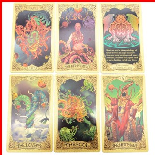 พร้อมส่ง การ์ดเกมไพ่ทาโรต์ ฟอยล์ทองคําขาว Cthulhu Ancient God Laser Tarot สําหรับเก็บสะสม