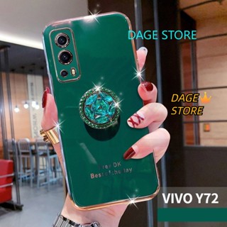 เคส TPU นิ่ม ปิดด้านหลัง ชุบไฟฟ้า ประดับคริสตัลวิบวับ สําหรับ VIVO Y72 5G