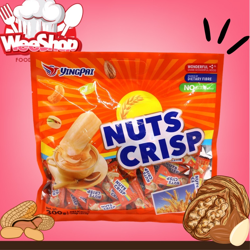 ขนม ตุ๊บตั๊บ ตุ๊บตั๊บโอวัลติน ขนมทานเล่น ขนมตุ๊บตับมาเล NUTS CRISP TWIN-FISH ขนาด 300 กรัม