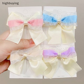 [highbuying] กิ๊บติดผมหางม้า ผ้าตาข่าย ประดับโบว์ แฟชั่นแฟรี่ สําหรับเด็ก พร้อมส่ง