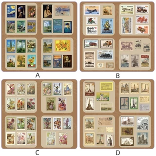 สติกเกอร์แสตมป์ สไตล์เรโทร DIY สําหรับตกแต่งวรรณกรรม 4 แผ่น