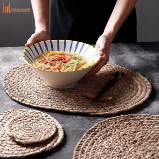 หวาย placemat ทอธรรมชาติเสื่อโต๊ะรับประทานอาหารรอบ Cane เสื่อรับประทานอาหาร Handmade ผักตบชวาไม่ลื่นฉนวนกันความร้อนเสื่อรับประทานอาหาร molisa