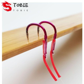 Tobie ตะขอเหล็กคาร์บอน รูปหนอน ปากแบน สีชมพู สําหรับตกปลา 8 ชิ้น ต่อถุง