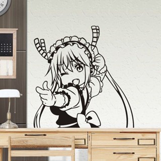 สติกเกอร์พีวีซี ลายการ์ตูนอนิเมะ Dragon Maid สองมิติ สําหรับตกแต่งผนังบ้าน หอพัก