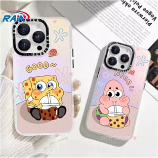 เคสโทรศัพท์มือถือแบบแข็ง ไล่โทนสี ลาย SpongeBob และ Patrick Bubble Tea สําหรับ Infinix Hot 30i Hot 11 Play Hot 10 Play Hot 10 Lite Smart 7 Smart 6 Smart 5