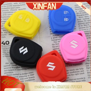 Xinfan เคสรีโมตกุญแจรถยนต์ ซิลิโคน 2 ปุ่ม สําหรับ Suzuki Grand Vitara Swift Liana SX4 Alto Jimny Shell FOB