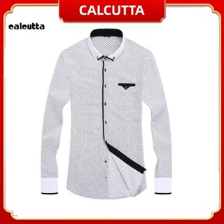 [calcutta] เสื้อเชิ้ตแขนยาว คอปก พลัสไซซ์ พอดีตัว สไตล์นักธุรกิจ สําหรับผู้ชาย