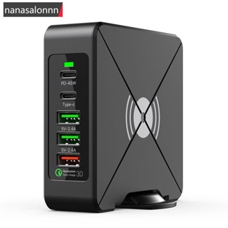 Nanasn| อะแดปเตอร์ชาร์จไฟ 75W 5 พอร์ต USB C PD QC3.0 Type C พร้อมขาตั้ง K5S3