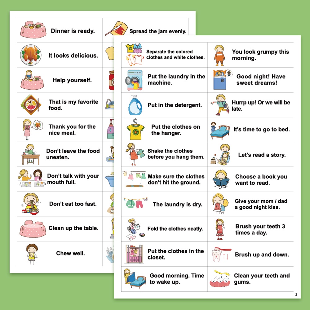 Family Daily Scene Sticker 200 สติ ๊ กเกอร ์ ประโยคสําหรับเด ็ ก Montessori การเรียนรู ้ ของเล ่ น - รูปที่ 4