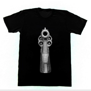 มีความสุข คอลูกเรือเสื้อยืดคอกลม. เสื้อยืดผ้าฝ้าย 100% พิมพ์ลาย Snub Nose Revolver G1 Smith &amp; Wesson 38 สําหรับผู้ชายผ้า